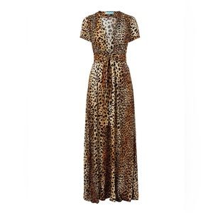 Melissa Odabash- Women's Brown Lou Cheetah Print Maxi Dress Size: Medium